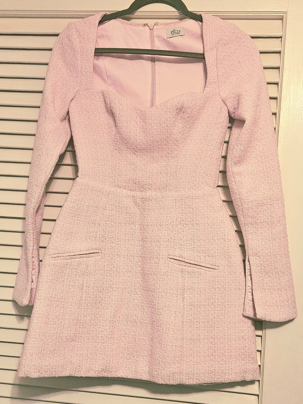 Oh Polly Pink Textured Long-Sleeve Mini Dress Sz 2